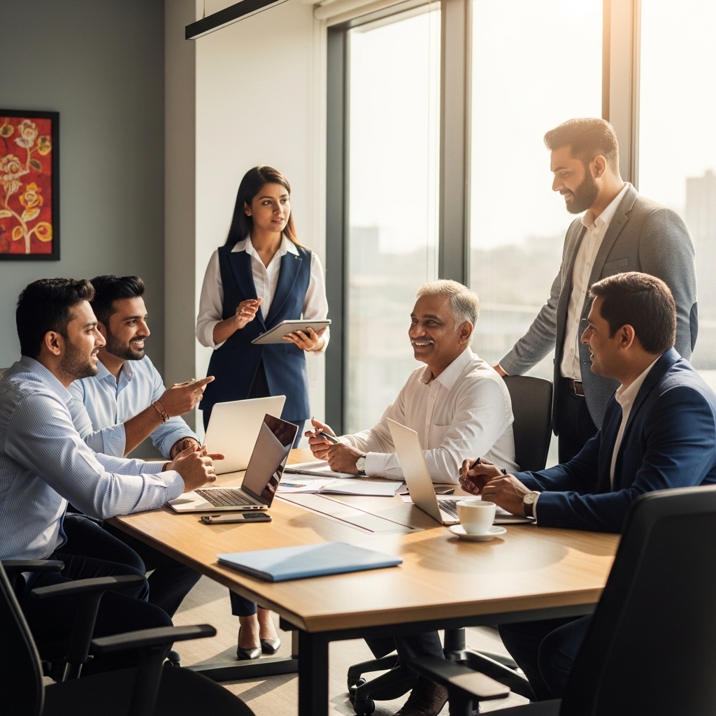 Business professionals collaborating